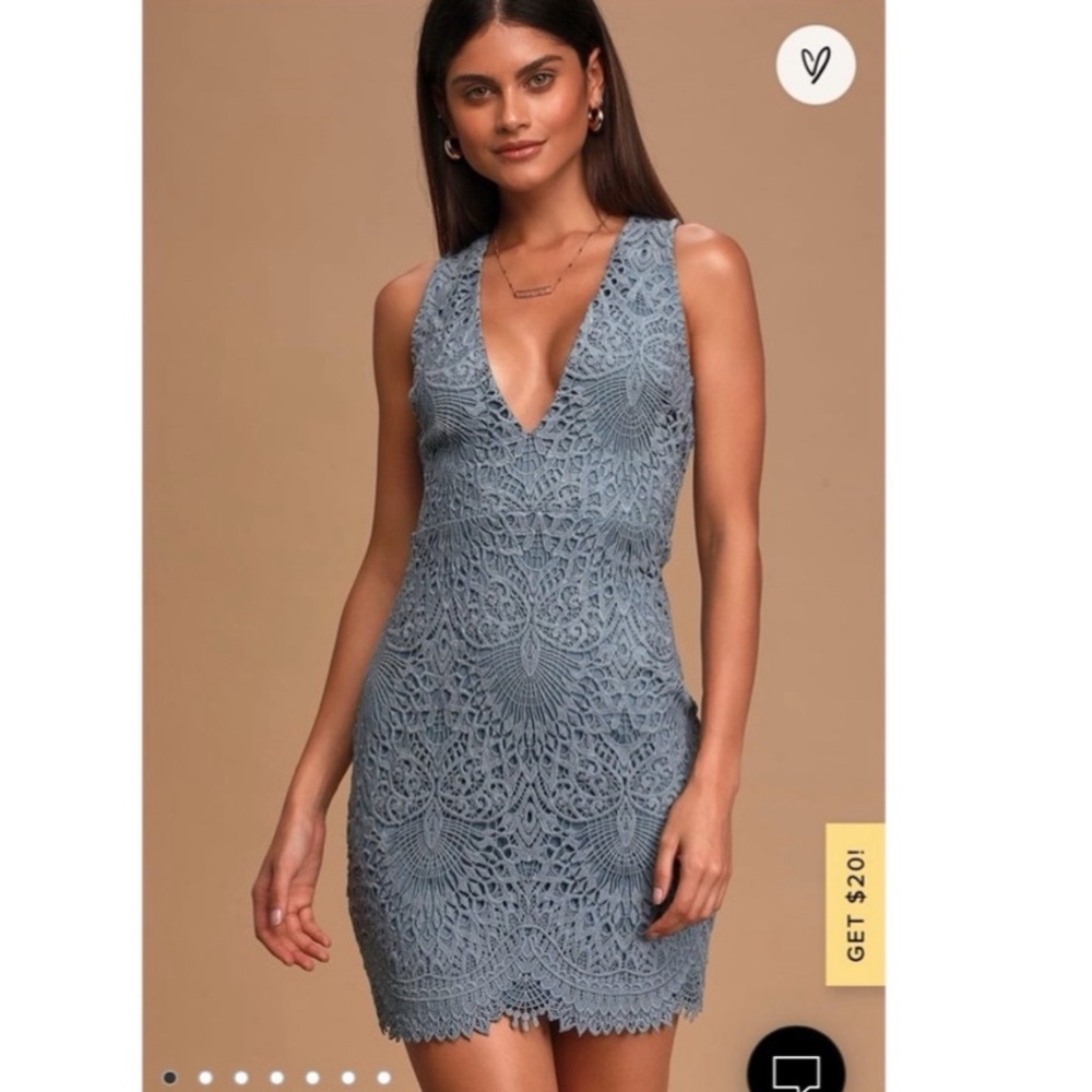 NWT Dusty blue lace bodycon dress